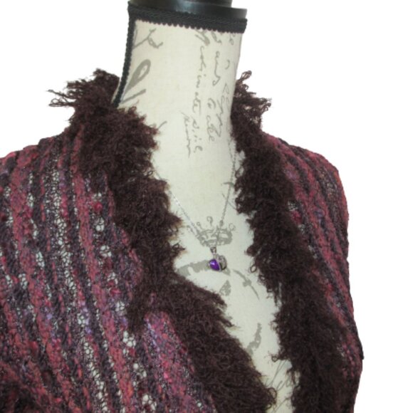 Sigrid Olsen Women's Multicolored Fringe Trimmed Metalic Knit Long Sleeve  Sz S - Picture 2 of 10